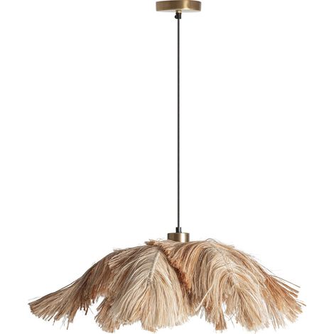 Lustre suspendu bohème en fibre naturelle finition sablée beige - Beige naturel sablé (1/4)