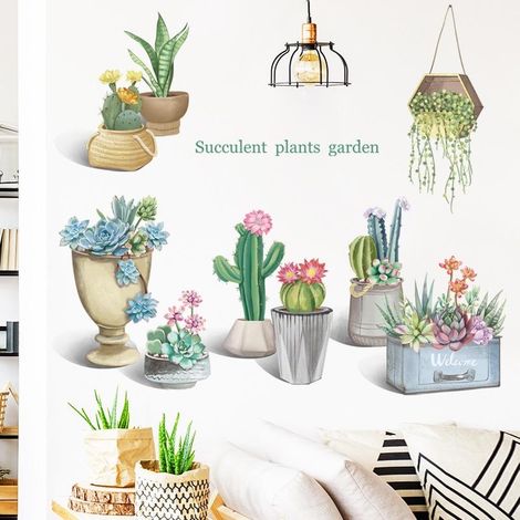 Sticker mural plante carnivore, décoration pour canapé ou fond de canapé (1/5)