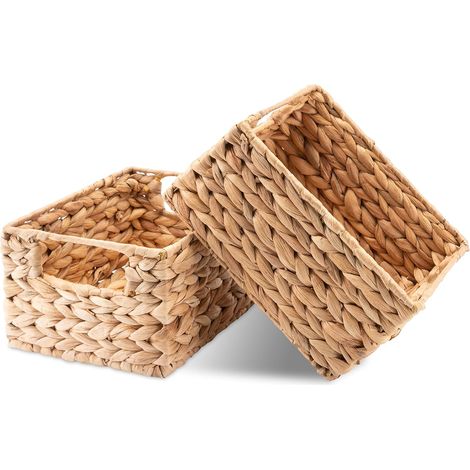 Panier de rangement rectangulaire tressé en jacinthe d'eau (1/5)