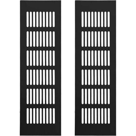 Grille aération VMC en aluminium noir – Lot de 2 pièces 250mm x 80mm – Résistante à la corrosion – Pour armoires et meubles - NOIR 250 X (1/5)