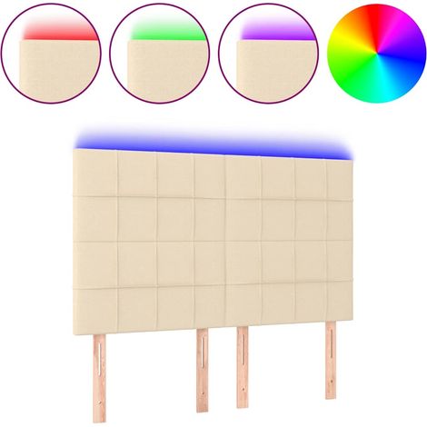Maison Exclusive - Testiera a LED Crema 144x5x118/128 cm in Tessuto (1/5)