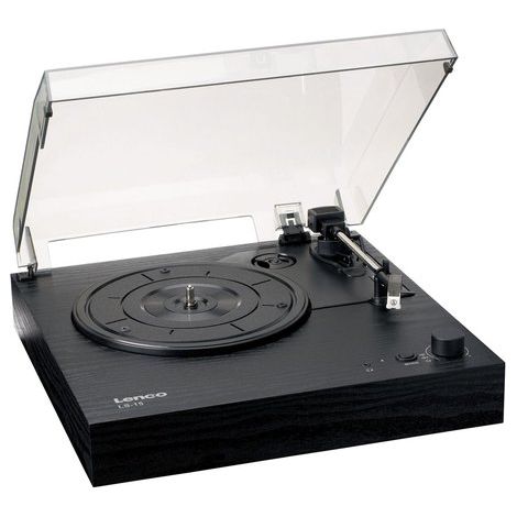 Lenco Plattenspieler LS-15BK Nero con Bluetooth�, 2 Altoparlanti integrati, Cartuccia AT3600L, Trasmissione a Cinghia, Auto-Stop, Velocit� 33/45 RPM, ingressi AUX e RCA