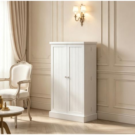 Meuble de cuisine blanc en MDF 60 x 30 x 104 cm avec 2 portes et étagères réglables OKMYHOME (1/5)
