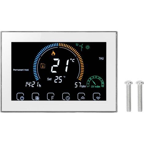 Thermostat numérique WiFi 4,8 pouces écran tactile couleur programmable maison 16A AC 95-240V 50-60Hz 24V DC blanc (1/5)