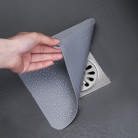 Bouchon de baignoire en silicone, couvercle de bonde de sol, 20 tapis de vidange anti-odeurs, bouchons de vidange désodorisants (gris - 12,7 x 12,7 cm) (1/4)