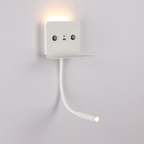 Applique da parete per lettura "SLANGE 2" - 3W + 6W - Porta USB +