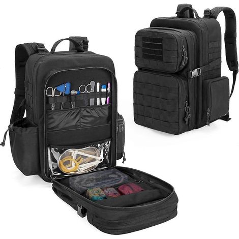 Erste-Hilfe-Rucksack, taktischer Molle-Einsatzrucksack, medizinischer Rucksack geeignet für Wandern, Trekking, Jagen und Camping, schwarz (B) (1/5)