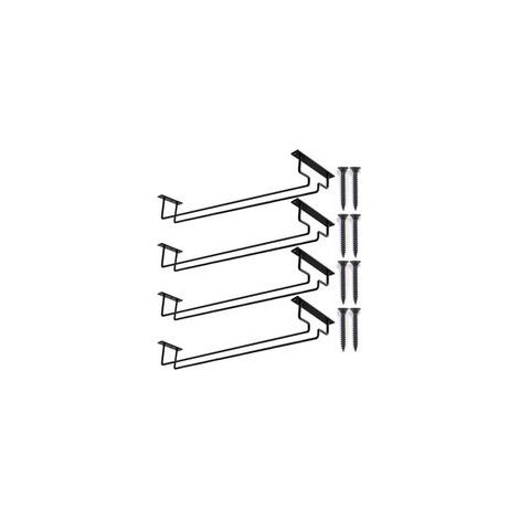 Lot de 4 Supports pour Verres à Vin, Métal, 40cm, Rangement Sous Armoire, Cuisine, Bar (1/5)