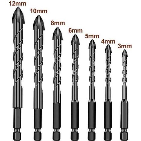 Mehrzweckbohrer-Set aus Wolframkarbid für Porzellan, Keramik, Spiegel und Beton, 7-teilig, von 3 bis 12 mm (1/5)