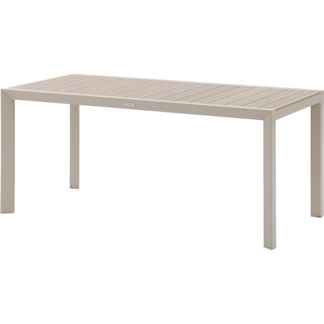 Hesperide – Table de jardin rectangulaire effet bois lin 6 places en aluminium – Résistante aux intempéries – Entretien facile – Design moderne