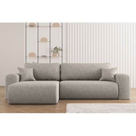 Kaiser Möbel Ecksofa mit Schlaffunktion, L-förmiges Sofa,Capri Stoff Neve Links Dunkelbeige (1/4)
