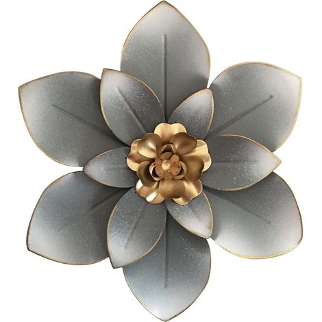 Décoration murale de fleur en métal de 25,4 cm, sculpture florale moderne et rustique – À suspendre en fer vieilli – Œuvres d'art pour intérieur, cuisine, chambre à coucher, salon, bureau, extérieur, (1/5)