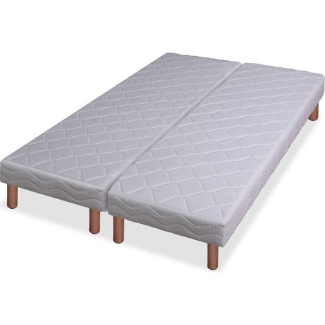 Sommier tapissier 14 lattes garni polyéther 2x80x200cm