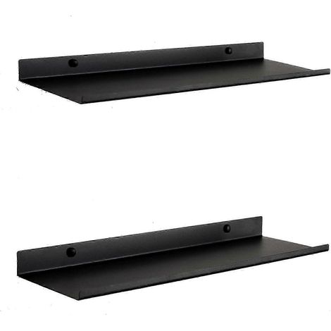 Étagère murale en métal noir Lot de 2 étagères flottantes 50 cm (1/5)