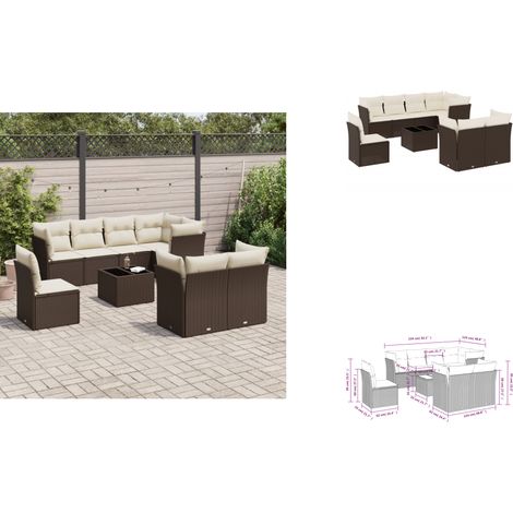 9-tlg. Garten-Sofagarnitur mit Kissen Braun Poly Rattan - Garten Sofagarnitur - Garten Sofagarnituren - Outdoor Sofagarnitur - Sofagarnitur Terrasse (1/3)