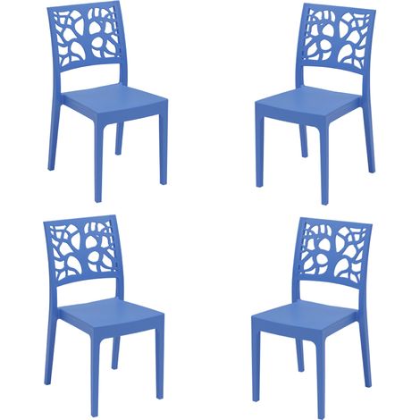 Sedia da bar cucina in polipropilene impilabile TETI Azzurro Set 4 (1/3)