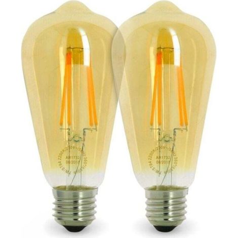 Pack de de 2 AMPOULES LED E27 7W ST64 2200K , XU,Type Edison Température de Couleur: Blanc chaud 2200K - (1/4)