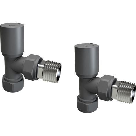 AICA 15mmx1/2" Angled Radiator Valves Manual Tap Anthracite