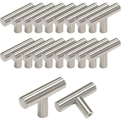 Poignée De Tiroir - Acier Inoxydable - Diamètre 12 mm - Longueur 50 mm - Pour Meuble Cuisine Armoire Porte Tiroir - Lot De 20 (1/5)