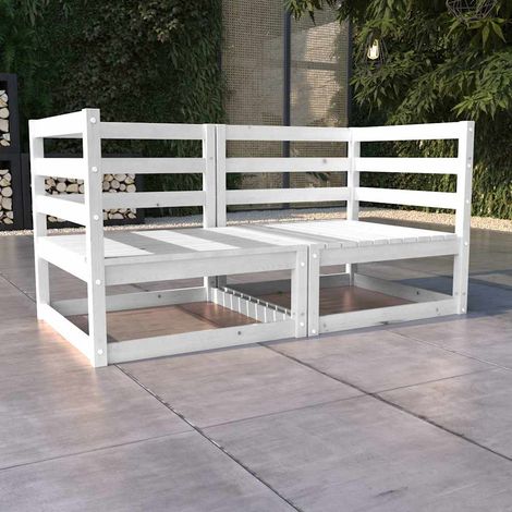 Canapé fixe 2 places de jardin Canapé relax - Banc de jardin Blanc Bois de pin solide BV174875 - BonneVie (1/5)