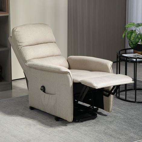 Neigbarer Sessel mit Ruhefunktion, ferngesteuerten Roulettes und Stoffkupplung aus grauem Chiné-Stoff (1/5)