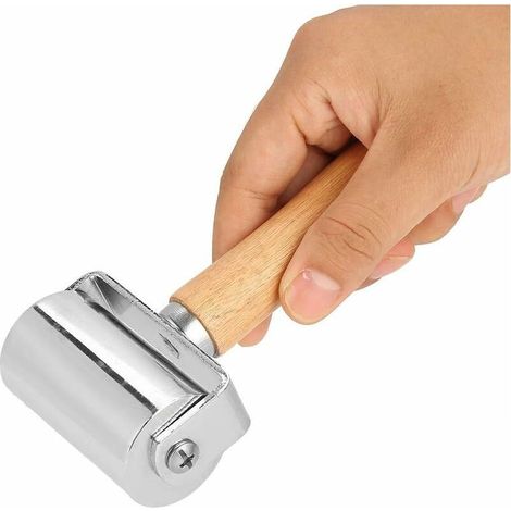 Outils de plateau en cuir avec manche en bois Rouleau en métal pour rouleau de colle en cuir, 100 mm, 60 mm, 26 mm, ton argent (60 mm) (1/5)
