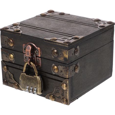 Vintage Black Wooden Jewelry Box for Storage and Display (1/5)