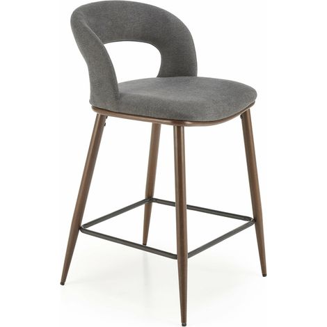 Silla de barra Houston 1932, Gris, 92x49x52cm, Tapiz, Metálico