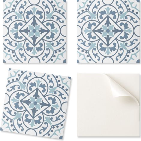Baldosas de vinilo listas para instalar con estampado decorativo floral, 9x30x30 cm.
