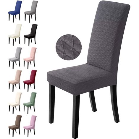 Stuhlhussen 4er Set Dunkelgrau - Stretch Stuhlbezug für Esszimmerstühle (1/5)