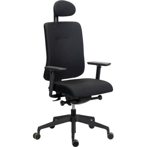 Chaise de bureau Ofys tissu avec accoudoirs 4D et appui-tête - Noir - Maxiburo (1/5)