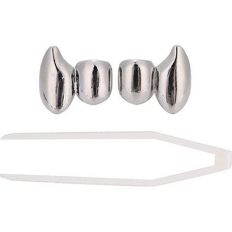 2 pièces décoration dentaire unique bling pour fête Halloween, show Hip Hop, argent (1/5)