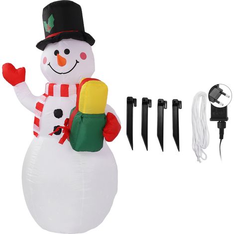 1,5 m großer aufblasbarer Schneemann mit bunten Lichtern, windfest, automatischer 220-V-Betrieb für Weihnachtsdekoration (1/5)