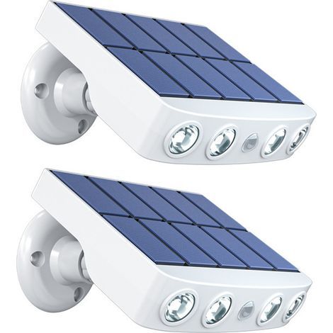 Set of 2 outdoor solar lights with motion detector and 3 modes, for garden, garage or patio (white) (1/5)