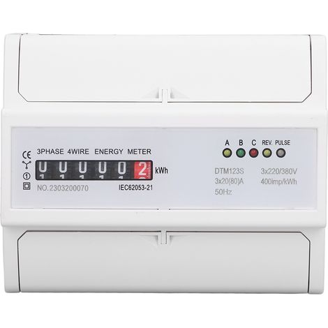 Compteur électrique numérique 3 phases 7P, montage rail DIN, 220V/380V, 20A à 80A. (1/5)