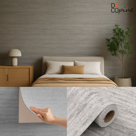 Papier peint adhésif souple effet pierre naturelle – 60x280 cm – Teinte gris foncé – Résistant à l’eau et facile à poser (1/5)