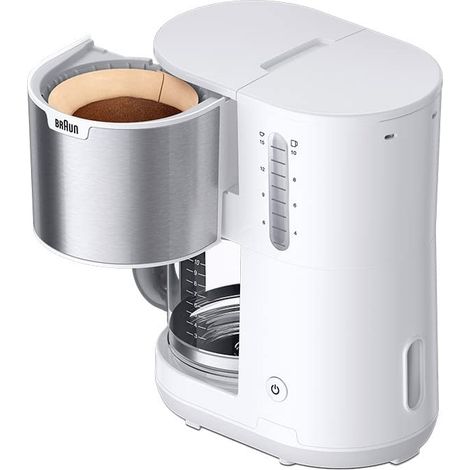 Cafetera de Goteo Braun PurShine KF1500WH, 10 Tazas, OptiBrew, 1000W, Blanca (1/5)