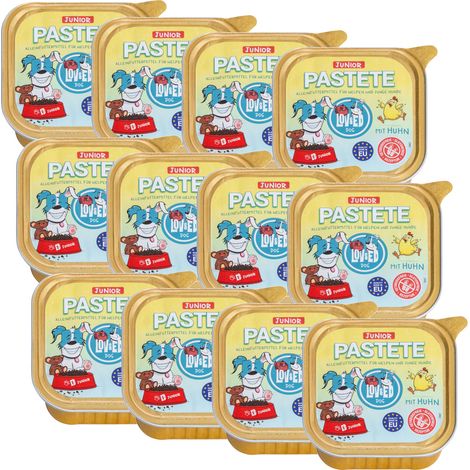 Lov&Ed Junior Pastete mit Huhn, 12x 150g - Nassfutter für Welpen und junge Hunde (1/2)
