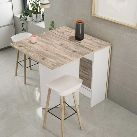 tavolo pieghevole multiuso "folding" bianco e legno 150x80x75 cm