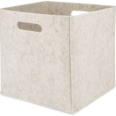 Lot de 2 Panier de Rangement Cube Feutrine Parker, 33 cm, Blanc, Boîte Organisateur Tissu pour Étagère (1/5)