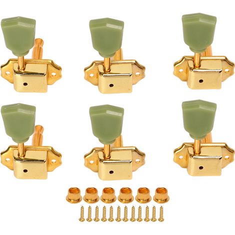 halbversiegelte Stimmwirbel aus Metall und Kunststoff für E-Gitarren und Akustikgitarren, 3 links, 3 rechts, Gold (1/5)