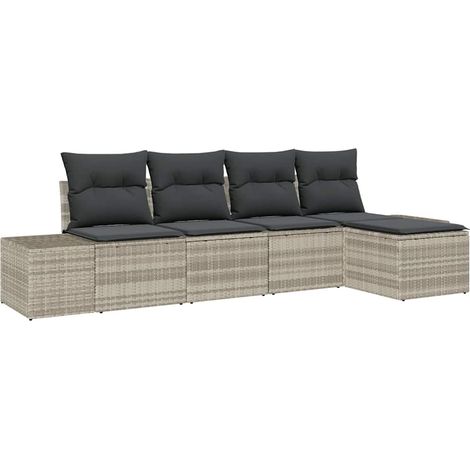 Maison Exclusive - Set Divano da Giardino 5 pcs Grigio chiaro polyrattan