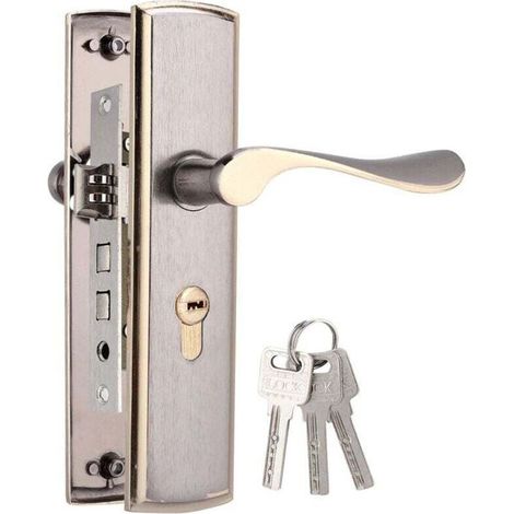 Serrure de Porte, Poignées de Serrure de Porte en Aluminium Serrures de Porte Intérieur Sécurité à la Maison pour Chambre, Salon, Cuisine, etc.-Crezuo (1/4)