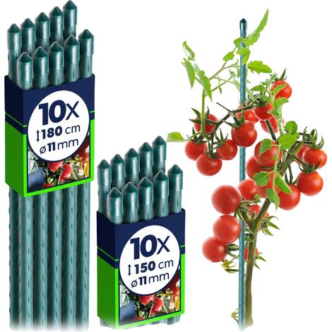 Estacas para plantas, longitud 150 cm, longitud 180 cm, diámetro 11 mm, juego de 20, resistentes a la intemperie. (1/5)