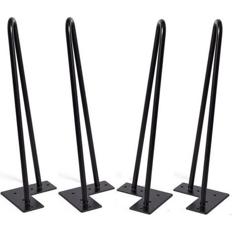 Oomom 12 Pieds de Table de 50 cm en Epingle a Cheveux en Fer Pied Remplacement de Tables Chaises Meuble Noir (1/3)