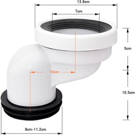 Bride de chasse d'eau décalée pour toilettes, connecteur de tuyau décalé, position de remplacement, levier de toilette en PVC étendu pour réparation de drain de toilette, urinoir, retrait de 10 cm (1/3)