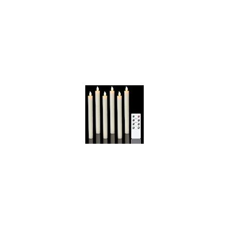 Bougies LED à piles Dww-Lot de 6 avec télécommande et minuterie, en cire véritable, lumière blanche chaude vacillante