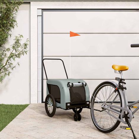 vidaXL Remorque de vélo pour animaux de compagnie gris et noir (1/5)