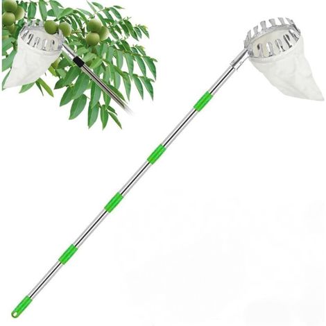 Cueilleur de fruits télescopique, perche de cueillette de fruits amovible, longueur maximale 2 m (1/5)