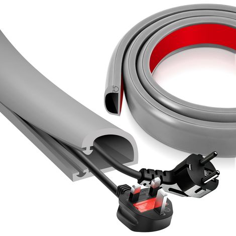 Goulotte Passe Cable Mural 1M, 27mm Silicone, Cache-Fil, Grey (1/5)
